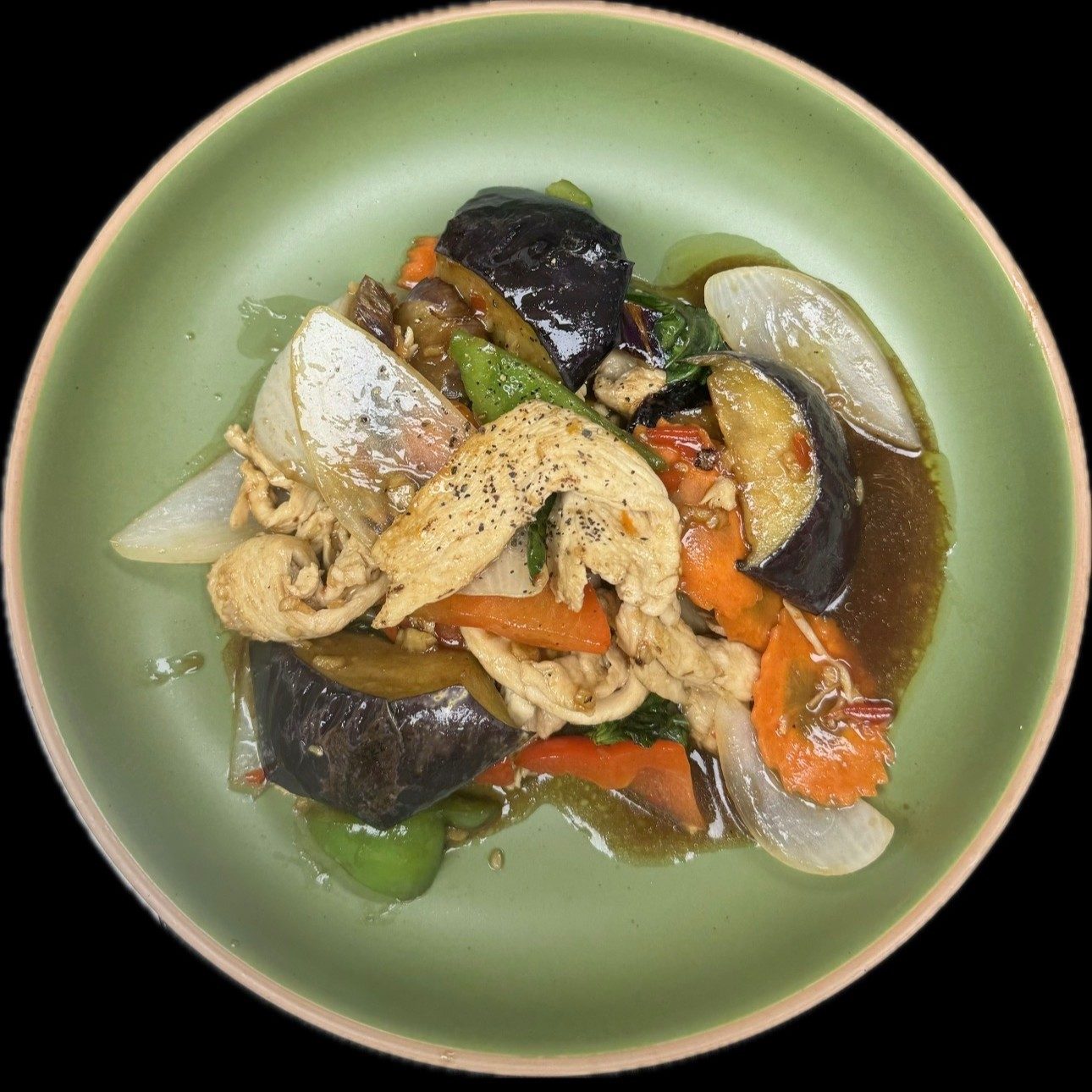 #24 Eggplant Basil Stir Fried Lunch.