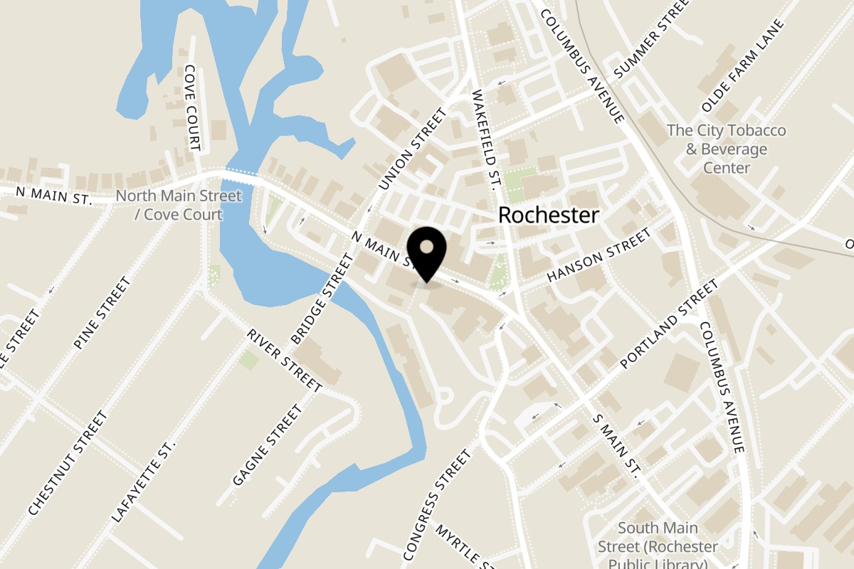 Map showing the location of My Thai Bistros on 44 North Main Street in Rochester